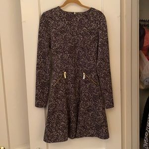 Michael Kors Black and White dotted dress with gold zippers Size 2